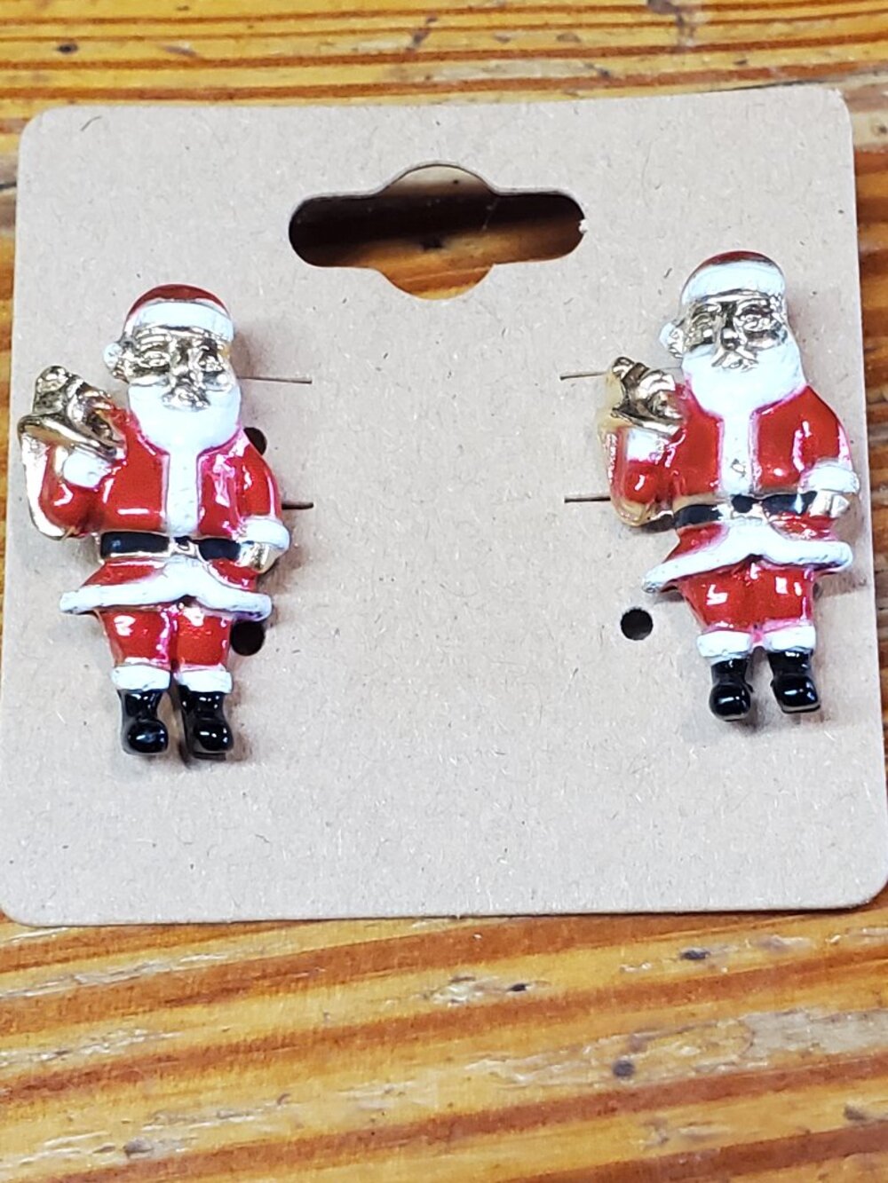 Rare find Vintage Christmas Santa Claus Enamel Pierced Earrings